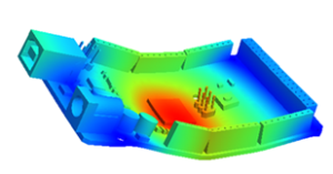Transient response of a million degree of freedom "Arduino Board" subject to an impulse loading.